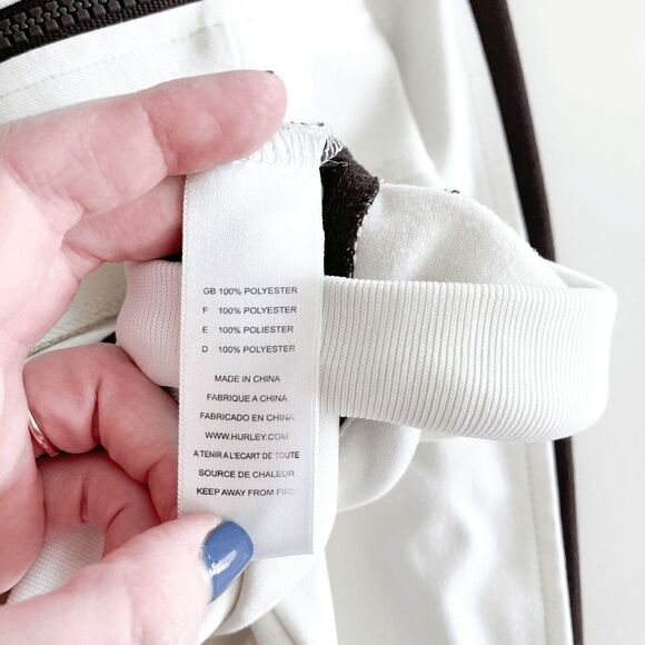 Hurley Mens Y2K Athlete Jacket Full Zip Mock Neck White Brown Large - Picture 6 of 9